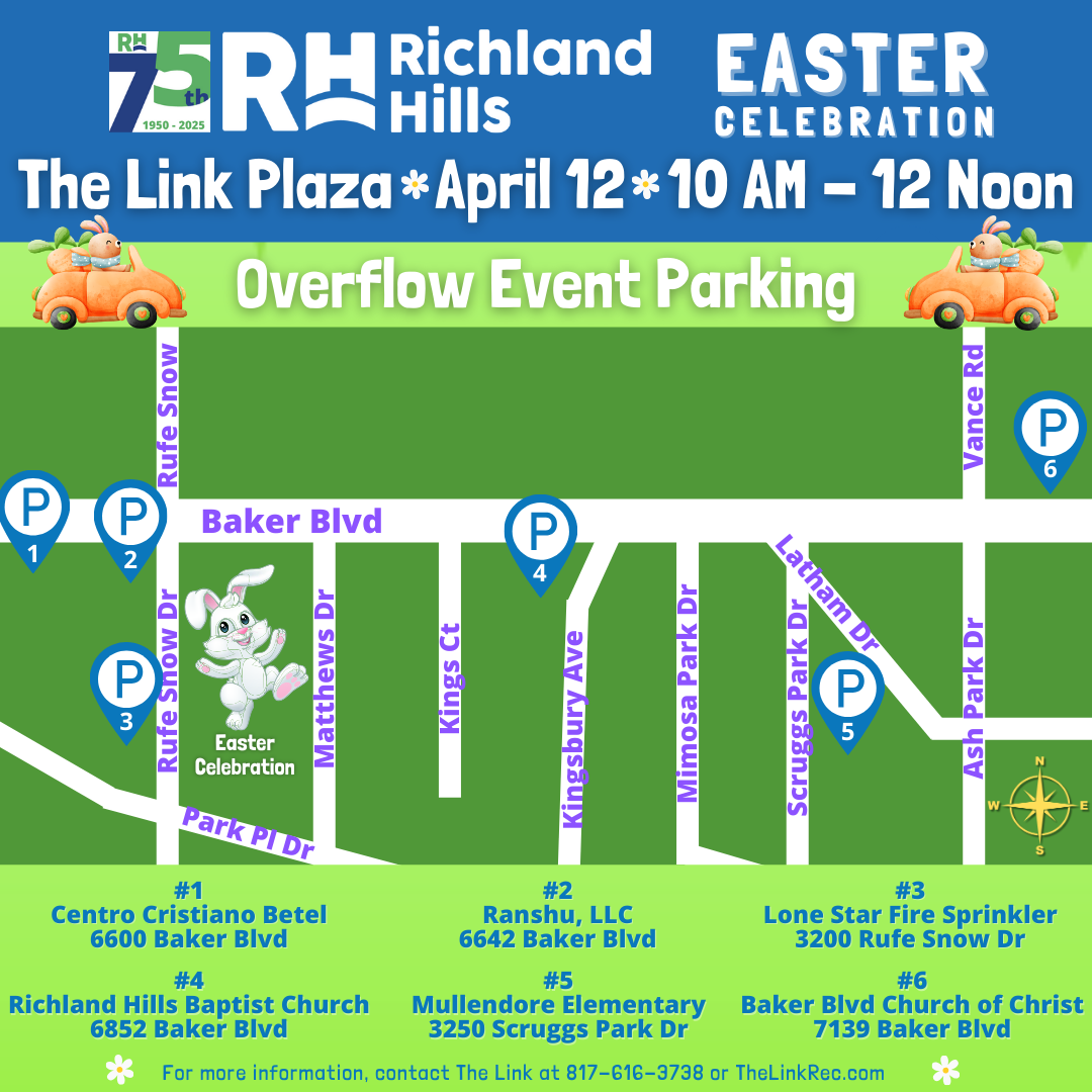 Overflow parking map for Easter Celebration Event